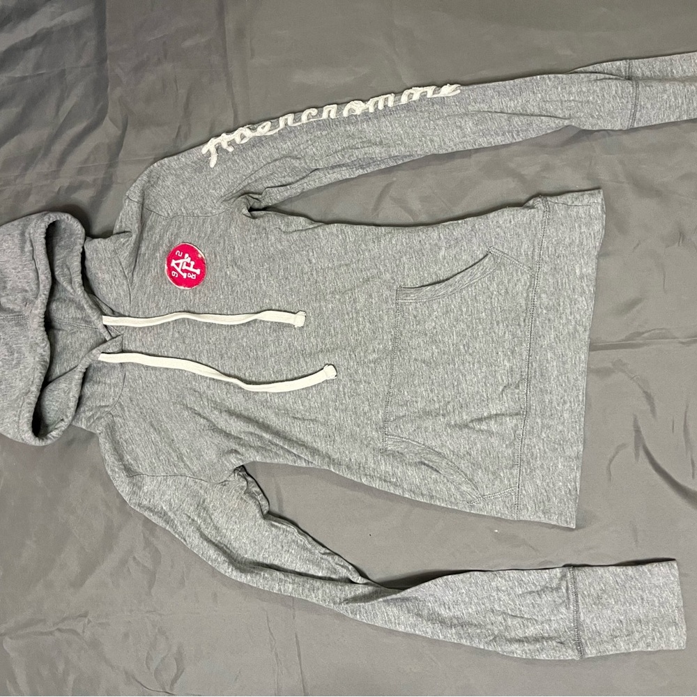 Gray Hooded Sweatshirt with Logo